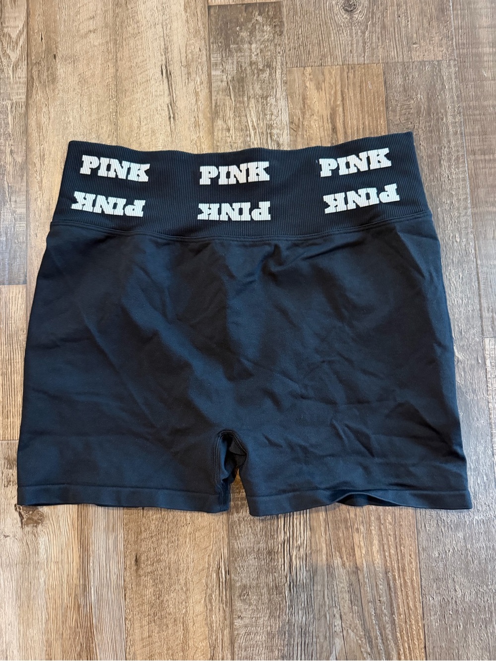 PINK Victoria's Secret Black Bike Shorts with Logo Waistband Sz xl